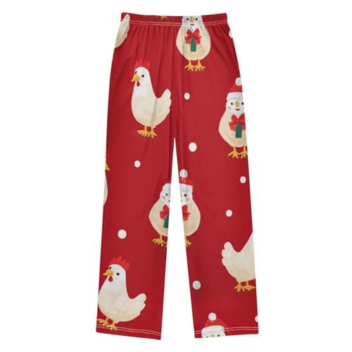 ZZXXB Chicken Snow Boys Long Pants Soft Trousers Elastic Waist Kids Lounge Bottoms with Pockets S-XL2