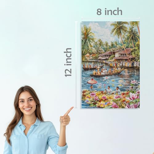 Image of SiddArtify Tropical Island Boats Art Print Set - 300GSM Board - 8x12 Inch - Pack of 6 Wall Room Decoration art Poster Prints