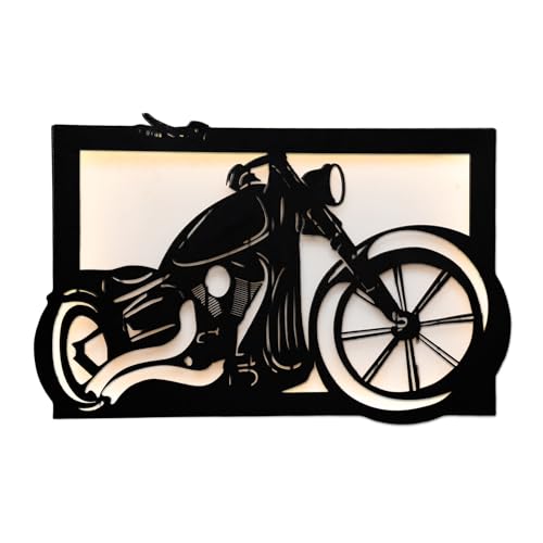 Image of METSY Metal Bike Wall Art with backlit | Bike Lover Gifts | Wall Decor | Home Decoration Wall Hangings(77x120) Cm