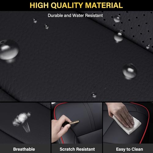 Image of Coverado Chevy Silverado Seat Covers Full Set, Faux Leather Car Seat Covers Fit for 2014-2018 1500, 2015-2019 2500HD 3500HD Chevy Silverado GMC Sierra Crew Double Extended Cab (Red)