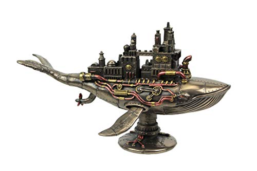 Estatua Steampunk Ballena Espacial 17.5 cm Resina Bronce