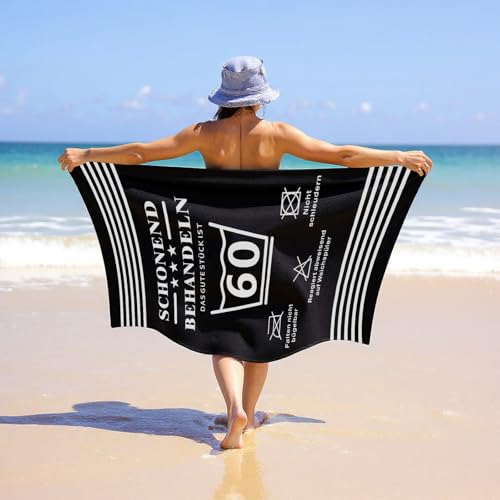 Gratitopia Geschenke zum 60. Geburtstag - Schwarz Handtuch & Strandtuch mit Geburtstagskarte 60(160x80cm)- Schonend behandeln Das Gute Stück ist 60 - Lustige Geschenk 60 Geburtstag für Männer & Frauen