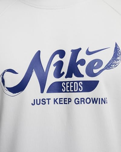 Nike Men's Dri-FIT Fleece Fitness Crew-Neck Top (Photon Dust/Photon Dust/Deep Royal Blue, FN3289-025)3