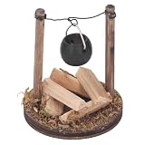 Casa de DIY para Muñecas, Chimenea de Madera en Miniatura para Casa de Muñecas, Horno, Estufa, Olla de Cocina, Decoración