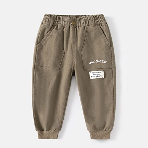 Toddler Boys Cargo Pants Kids Casual Pants with Pockets Joggers Elastic Waist Long Pants (Green, 3-4 Years)2