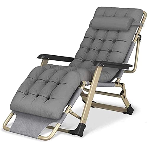 Juego de 2 sillones reclinables plegables de gravedad cero, tumbonas reclinables, sillones de playa de gran tamaño XL, sillones para jardín, patio al aire libre, con capacidad de carga de hasta 250 kg