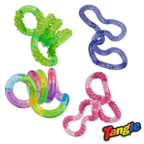 Tangle Crush 4-Pack Slime, Rainbow, Soda Pop, Galaxy - Twist Fidgets for Boys and Girls - Slime Tangle Fidget Jr
