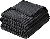 Cobija Frazada Afelpada Flannel de Rayas Ultra Suave, 180 x 200 CM Cobija de Líneas Suave y Caliente, Manta de Felpa...