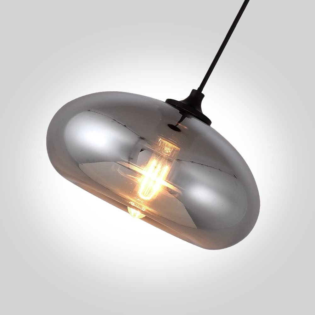 Cluster Pendant Lights 3 Lights Vintage Chandeliers Retro Flush Mount Ceiling Light Smoky Gray Glass Pendant Light Fixtures for Kitchen Island Dining Room Foyer Cafe Bar Restaurant