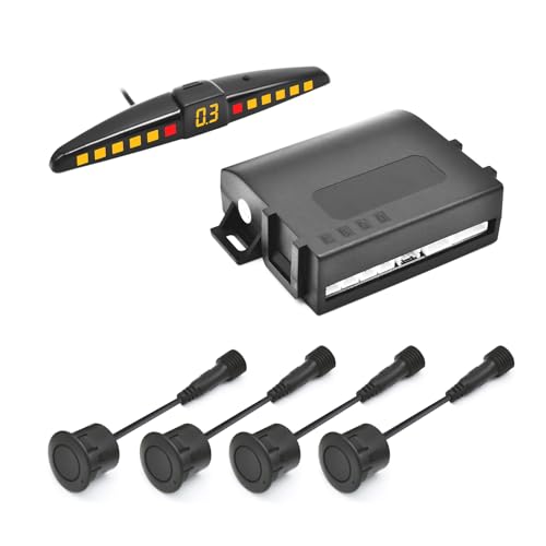 Promata PS01 Car Front Parking Sensor Kit with Display 4 58KHz OE Standard Sensors Radio Mute & Bull-bar Recognition Function Detection Distance(13~39 inch)