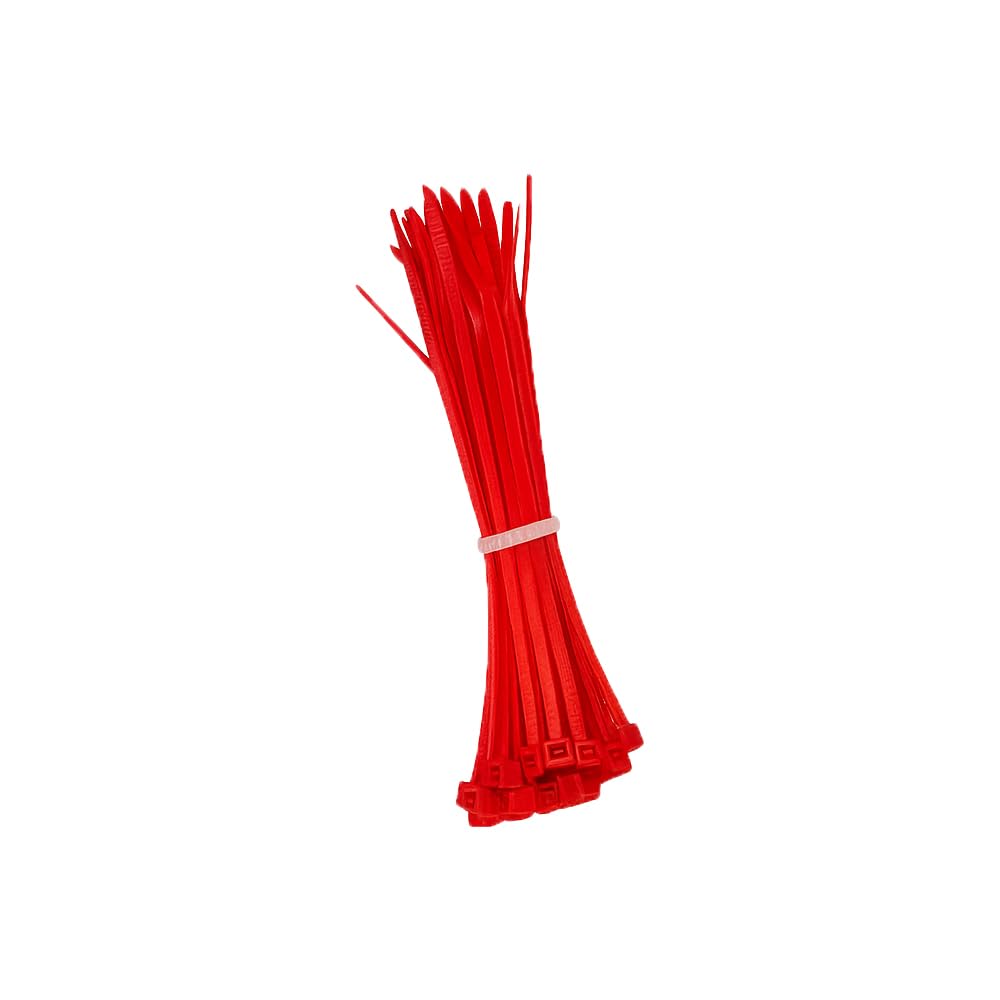 Kafton 50X Cable Ties Black Natural Colour Nylon Zip Tie Wraps (200mm x 4.8mm, Red)