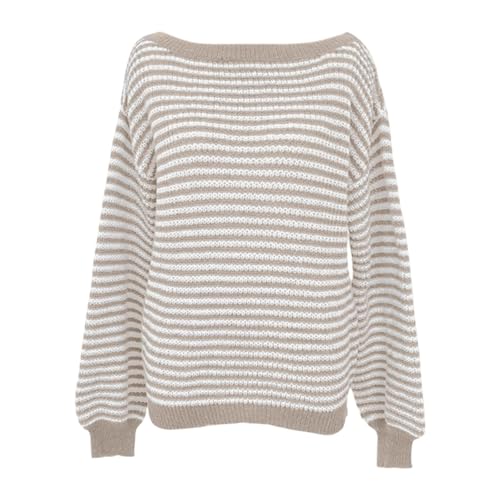 Off The Shoulder Sweater Striped Drop Shoulder Oversized Knit Pullover Long Sleeve Loose Lightweight Jumper Tops3