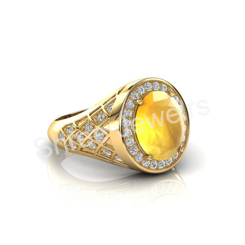 Bague saphir jaune ajustable en plaqué or 15,75 carats pour homme et femme
