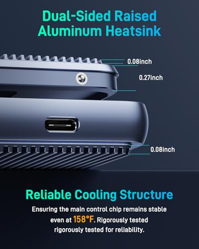 Enhanced USB4 M.2 NVMe PCIe SSD Enclosure - 40Gbps Ultra-Fast Transfer, Tool-Free Setup, Dual-Sided Cooling, Thunderbolt 4/3 & USB4/3.2 Compatible, Fits M1/M2 M3/M4, Supports 2230/2242/2260/2280 SSD - Image 3