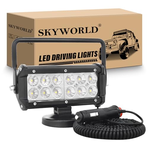 SKYWORLD Led Scheinwerfer mit Magnetfuß, 7 Zoll 18 cm 36W Flutstrahler
