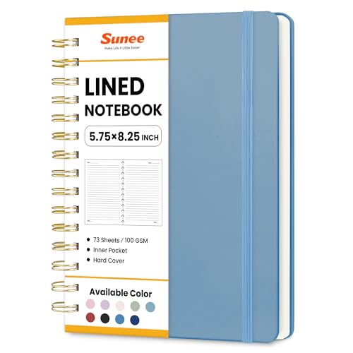 SUNEE Cuadernos de diario, cuaderno de espiral rayado A5 para mujer, 146 páginas, cuaderno de tapa dura con rayas universitarias para el trabajo, tomar notas, diario y suministros escolares de oficina