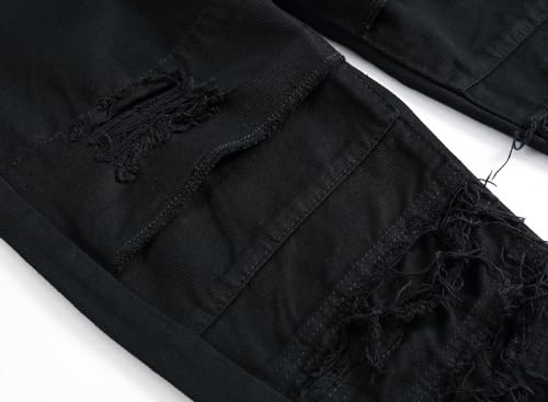 Denim Jeans for Men Slim Fit Ripped Stretch Skinny Distressed Stacked Straight Leg Moto Biker Pants3