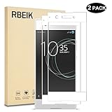 [2 Pack] Sony Xperia XA1 Screen Protector Glass Full Cover - RBEIK 9H Hardness Full Coverage Bubble Free Tempered Glass Screen Protector for Sony Xperia XA1 Smartphone (White)