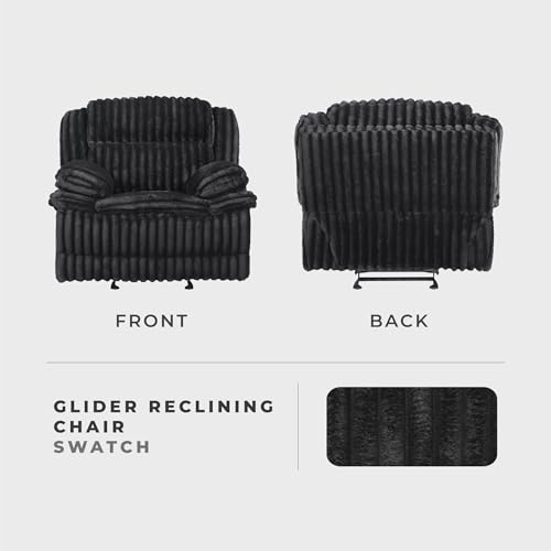 Sillón Glider Plegable Terciopelo Negro miniatura 6