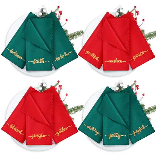 Set de 12 Servilletas de Tela Rojas y Verdes 43x43 cm miniatura 1
