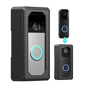 Anti-Theft Video Doorbell Mount Protective Shell， No-Drill Doorbell Door Mount Compatible with Video Doorbell(2020 Release) 4/3/3 Plus/2/1 an Blink Video Doorbell Adhesive Door Mount Kit (Black)