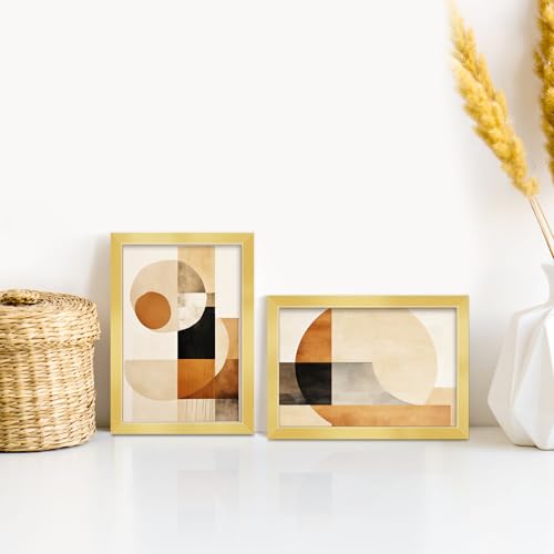 Image of LaVie Home 5 x 7 Picture Frame Gold Set of 10, Display 4x6 with Mat or 5 x 7 Without Mat Picture, Photo Frame Collage for Wall Gallery or Table Deco, Hanging or Tabletop Display