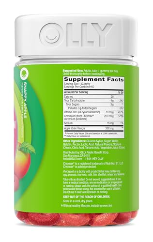 Image of OLLY Metabolism Gummy Rings, Metabolism and Cellular Energy Chewable Supplement,* Apple Cider Vinegar, Vitamin B12, Chromium Picolinate, Apple Flavored, 60 Day Supply - 60 Count