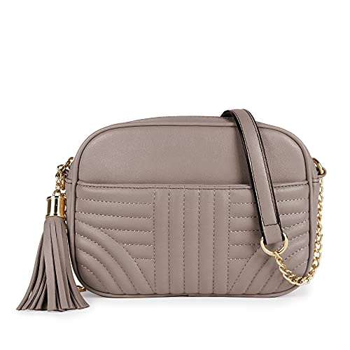 Image of EVVE Quilted Crossbody Bags for Women - Stylish Camera Bag with Tassel - Lightweight Medium Size Shoulder Purse