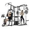 GMWD SmithΔ Machine Power Cage, Multi-Function Home Gym System with Cable Crossover System, Dual-Sided Workout Station with 121LBS Weight Stack, Power Rack, Functional Trainer, Home Gym Equipment