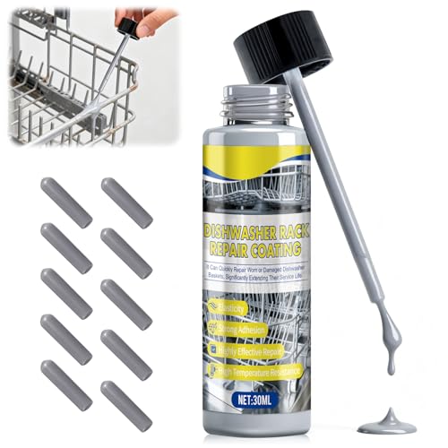 Overzyn 1 oz Dishwasher Rack Repair Coating Grey Dishwasher Rack Repair Kit Includes Ten Rubber Sleeves and a Brush Insulation and Waterproof High and Low Temperature Resistant