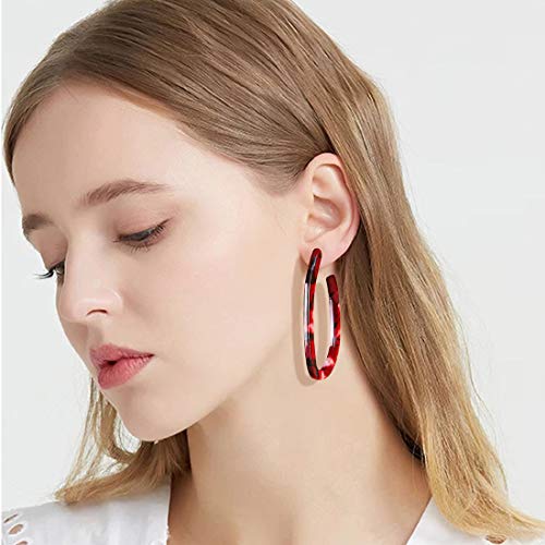 ALEXY Women’s Mottled Hoop Earrings Bohemia Acrylic Resin Hoops Stud Earrings2