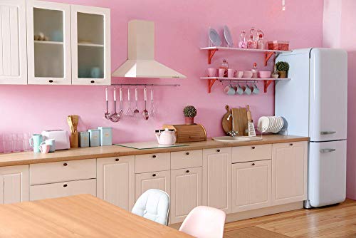 Image of 118 inchx17.7 inch Pink Peel and Stick Wallpaper Solid Color Contact Paper Self-Adhesive Removable Wallpaper for Wall Covering Cabinet Countertop Vinyl Roll