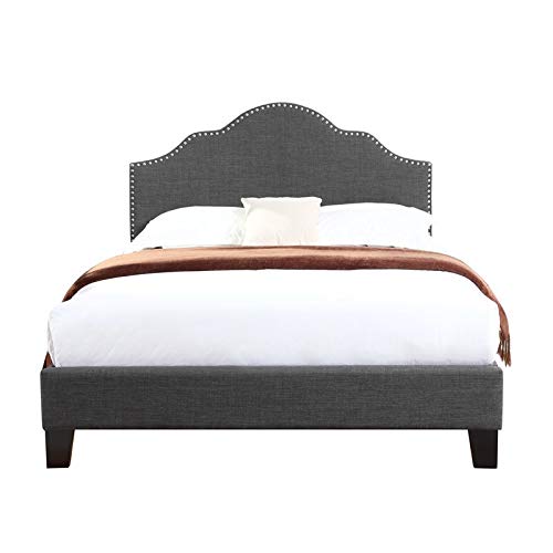 Pemberly Row Bali Charcoal Gray Tufted King Platform Panel Bed