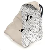 Einschlagdecke Baby Decke 90x90 cm für Babyschale – Sommerdecke atmungsaktiv & leicht, für Kinderwagen und Autositz, für Neugeborene & Kleinkinder, aus Baumwolle, Oeko-Tex - Zweige und Sand