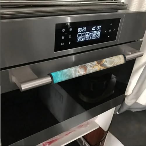 Image of 6 PCS Fridge Door Handle Covers Washable Kitchen Appliances Handles Protector for Oven Stove Anti-Slip Indoor Home Refrigerator Decorations, Starfish Sea Shell Beach Ocean