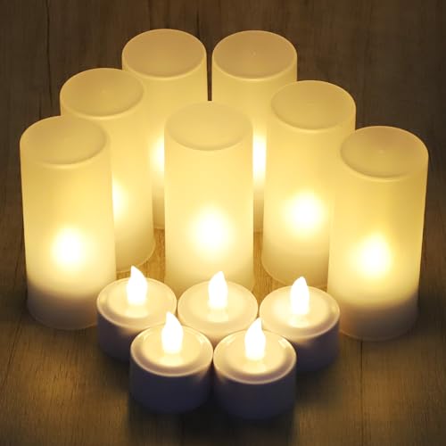 Image of LED Rechargeable Candle Flameless Tealight with Remote Control 12pcs /Set (Warm White)