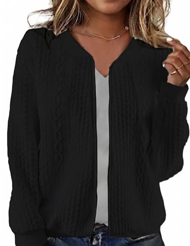 Image of Larmliss Women's Zip Up Cardigan Sweater Hoodies Long Sleeve Jacket Crewneck Casual Outerwear Spring Fall Trendy Coat Outfits