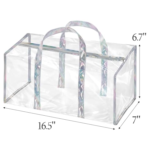 Lyellfe 2 Pack Clear Duffle Bag for Women, Heavy Duty Sports Tote Gym Bags, Large PVC Tote with Zipper, Plastic Makeup Toiletry for Gym, Travel, Beach and Picnic4