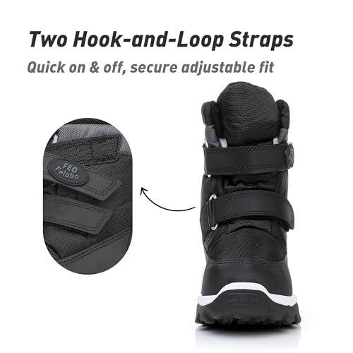 Felabo Toddler Snow Boots for Boys Girls Water Resistant Warm Winter Boots with Non Slip Sole Easy On Side Zipper Closure (Toddler/Little Kid)2