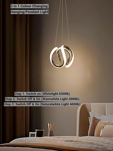 Image of FILLISKA 3 in1 Colour Changing LED Luxurious Hanging /Pendant Light (FrenchGold-PAY1093)