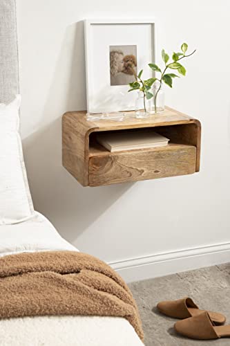 Kate and Laurel Kato Transitional Wood Floating Side Table with Drawer, 18 x 10 x 9, Natural Brown, Modern Wooden Floating Nightstand for Bedroom Bedside Table Kate and Laurel Kato Transitional Wood Floating Side Table with Drawer, 18 x 10 x 9, Natural Brown, Modern Wooden Floating Nightstand for Bedroom Bedside Table