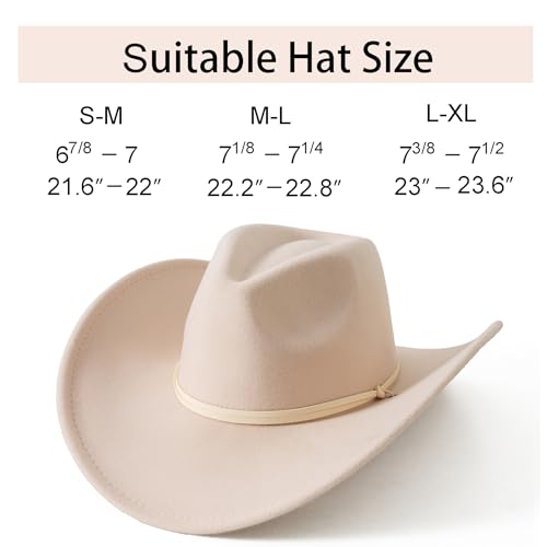 Image of Lanzom Women Men Retro Felt Wide Brim Western Cowboy Cowgirl Hat Dress Up Hat with Wind Lanyard