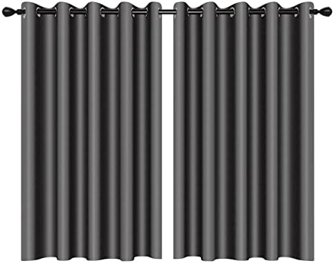 100% Blackout Curtains - Eyelet Ring Top Thermal Insulated Curtains, Noise Reducing & Energy Saving Curtains for Bedroom/Living Room/Nursery, W66 x L90 Inch (168cm x 229cm), 2 Pieces, Duck Egg