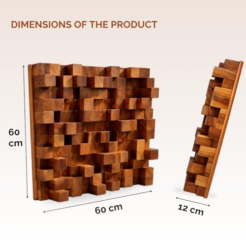 Image of Timber Acoustics Skyline Sound Diffuser | Sound Diffusion | Pine-wood | Noise Reduction and Acoustic Room Treatment (Single) (60 X 60 X 12 cm) (Sheesham)