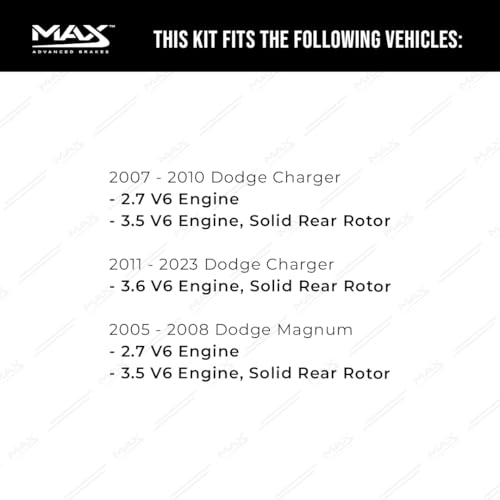 Image of MAX Advanced Brakes - Rear Brake Kit For 2006-2023 Dodge Charger (Solid Rear Rotor), Dodge Challenger, Chrysler 300| Carbon Ceramic Brake and Rotor Kit| Daily Driving Geomet Coated Brake Rotors