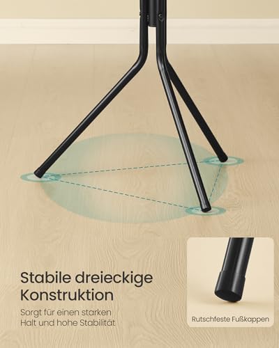 SONGMICS Kleiderständer, Garderobenständer aus Metall, Garderobe, für Kleidung, Taschen und Hüte, Höhe 175 cm, mit 16 Haken, Eingangsbereich, Wohnzimmer, Schlafzimmer, tintenschwarz RCR081BH01