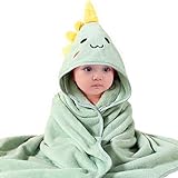 Lvefyti Kapuzenhandtuch für Babys,80x80 cm Babybadetuch aus Korallenvliesfür Babys Neugeborene(Grün)
