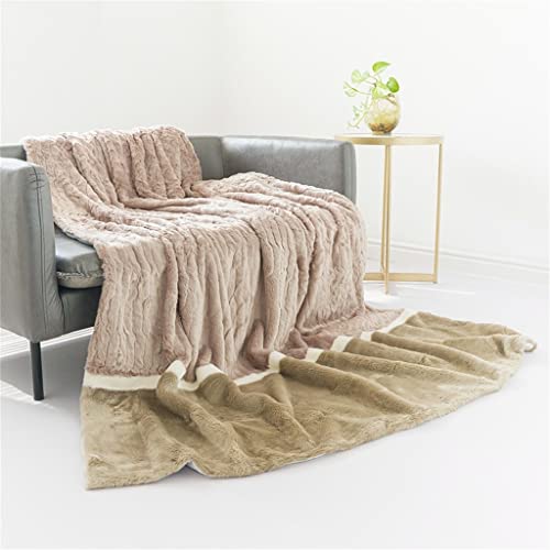 Zsedp Plain And Elegant Camel Horizontal Pattern Patchwork Blanket Bedding Bed Cover Blanket Sofa With Blanket Casual Blanket (Color : D, Size : 150X200Cm) #TOP3