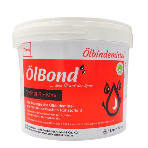 ThEis 5L Eimer Ölbindemittel Typ 3 R Max Ölbinder ÖlBond stark saugend - wiederverschließbarer Eimer - rein ökologisch & geruchsbindend - Made in Germany (MAX, 5L)
