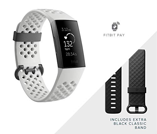 Fitbit Charge 3 Se Fitness Activity Tracker Graphite/White Silicone, One Size (S And L Bands Included),1 Count (Pack Of 1) #TOP4